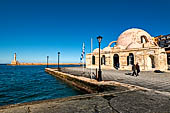 Hania - The inner harbour, the domed profile of the Mosque of the Janissaries (aka Hassan Pasha mosque) 